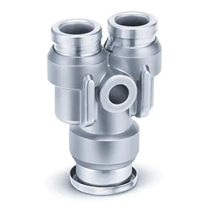 KQB2U-F One-touch Bağlantı elemanı, FDA Compliant, SUS 304 and Electroless Nickel Plated Brass, Different Diameter Union Y - KQB2U-F