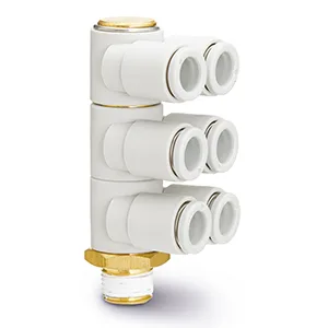 KQ2ZT One Touch Bağlantı elemanı, General Purpose, Hortum-Male Thread Connection, Triple Branch Universal Male Elbow - KQ2ZT