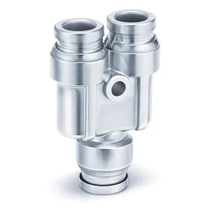 KQB2U-00-F One-touch Bağlantı elemanı, FDA Compliant, SUS 304 and Electroless Nickel Plated Brass, Union Y - KQB2U-00-F