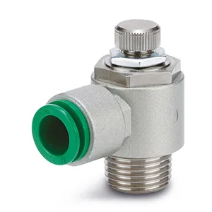 AS*2*1-F Speed Controllers, General Purpose, One-touch Fitting, Simple Handle, Metal Body, Elbow - AS*2*1-F