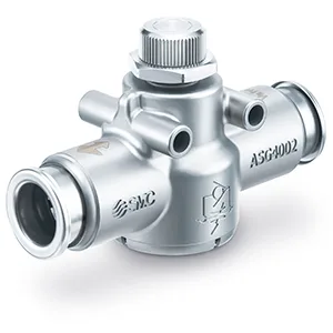 HF2B-ASG-TV Stainless Steel Throttle Valve with One-touch Fittings, In-line type, Food Compatible - HF2B-ASG-TV