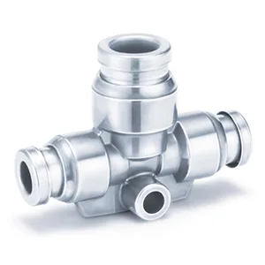KQB2T-F One-touch Bağlantı elemanı, FDA Compliant, SUS 304 and Electroless Nickel Plated Brass, Different Diameter Tee - KQB2T-F