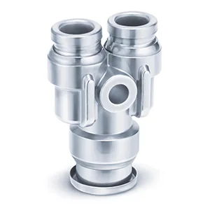 KQG2U-F One-touch Fitting, FDA Compliant, 316 Stainless Steel, Different Diameter Union Y - KQG2U-F