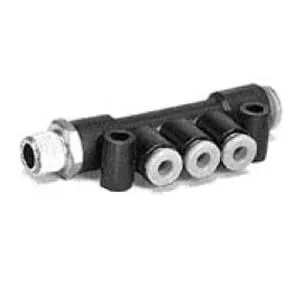 Port A One-touch Fitting, Port B Rc(PT) Male Thread KM14, One-touch Fittings Manifold Series - Port A One-touch Fitting, Port B Rc(PT) Male Thread