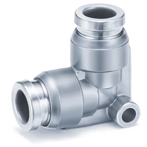 KQB2L-00-F One-touch Bağlantı elemanı, FDA Compliant, SUS 304 and Electroless Nickel Plated Brass, Union Elbow - KQB2L-00-F