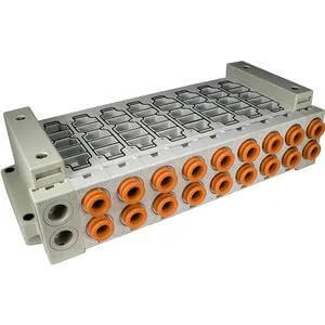 SS5Y9-43* SS5Y9-43*, 9000 Series, Stacking Manifold, DIN Rail Mount, Base Mounted